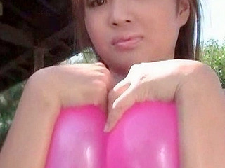 Japanese teen's balloon play turns naughty and horny