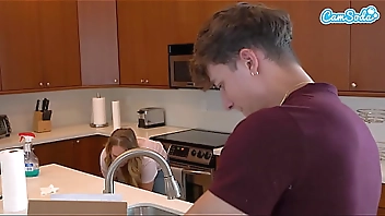 Horny Teen Step Sister Secretly Fucks StepBrother With Mom In The Room