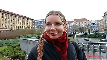 Cum inside a girl with a European braided hairstyle