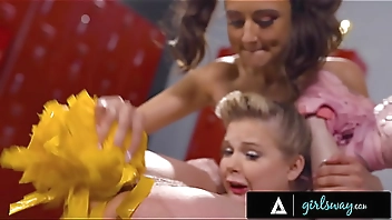 GIRLSWAY - Petite Squirter Coco Lovelock's Pussy Is Destroyed By Her Rival Eliza Ibarra's Pom Poms